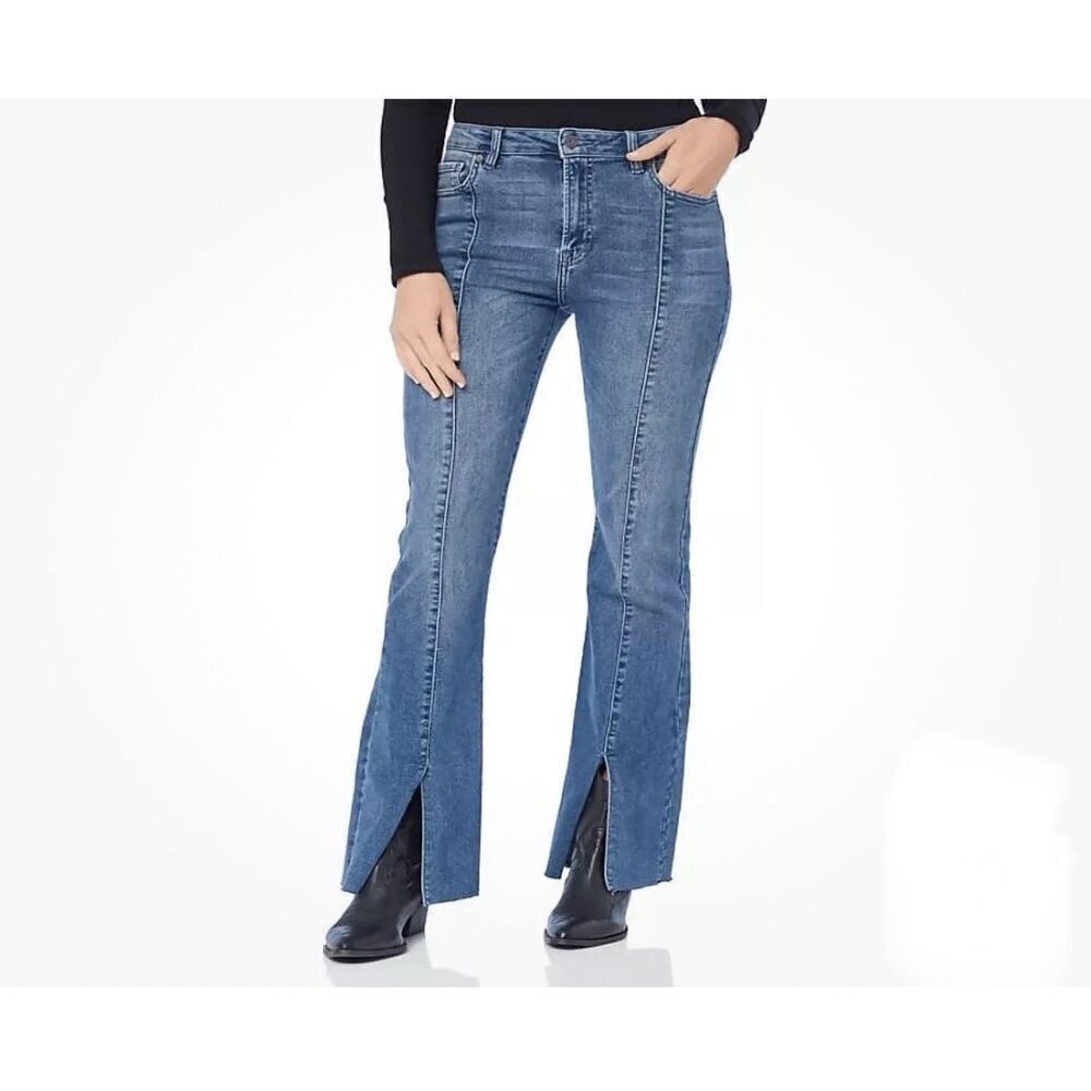 Hidden Happi Front Slit Crop Denim Jeans Medium Dark Wash Size 30